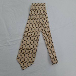Bill Blass Necktie Men's Tie Gold Blue Cream 3.75 Inch